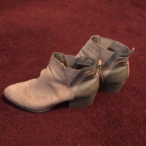 Madden Girl tan booties with snakeskin detail